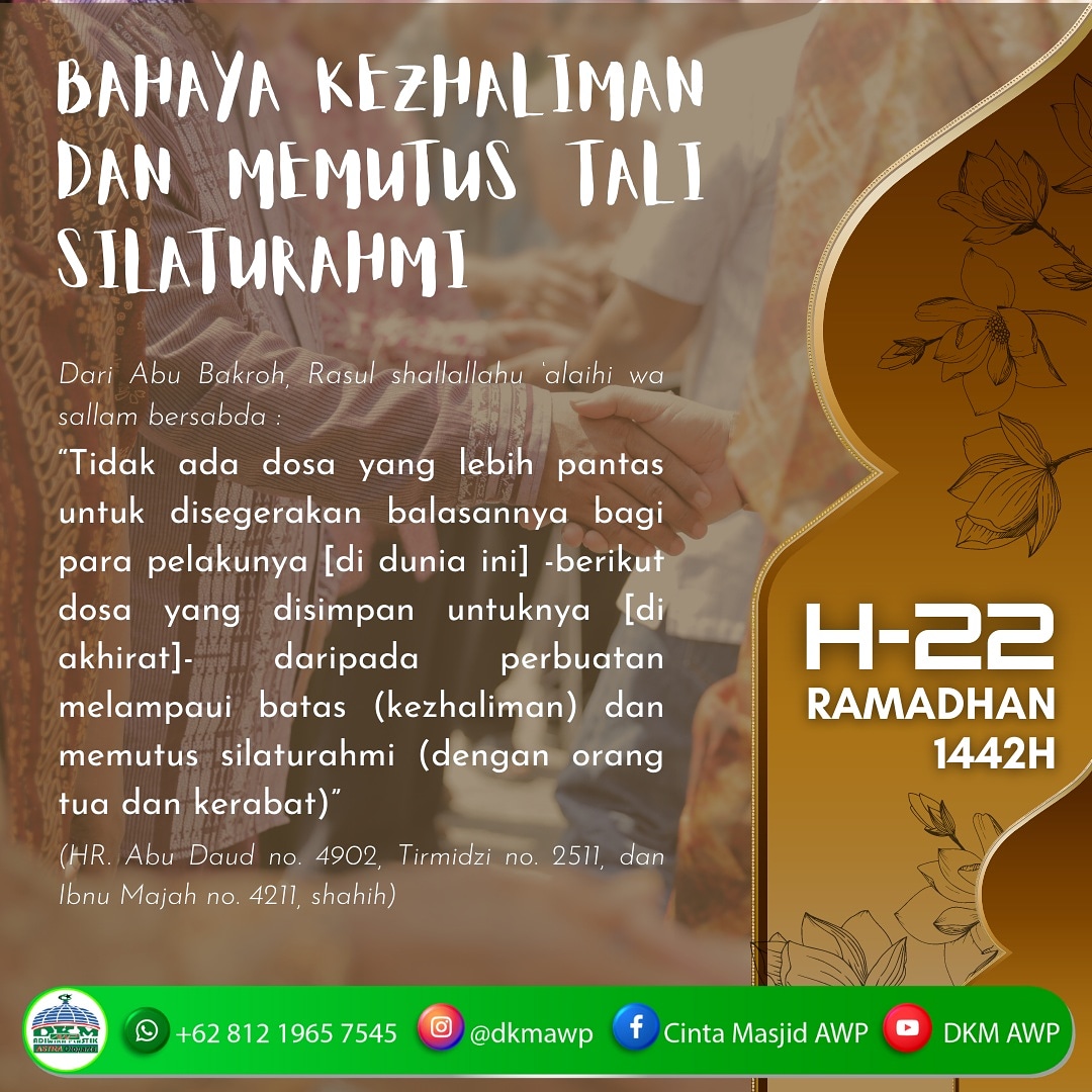 Sebaiknya kita selalu berbuat adil dan menjalin silaturahmi, agar selamat dunia akhirat. Aamiin.