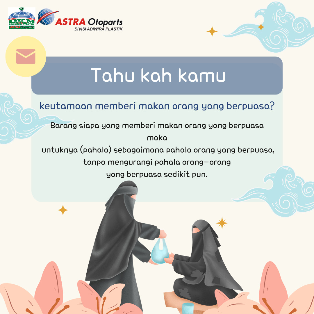 Barang siapa yang memberi makan orang yang berpuasa maka  untuknya (pahala) sebagaimana pahala orang yang berpuasa, tanpa mengurangi pahala orang-orang yang berpuasa sedikit pun.