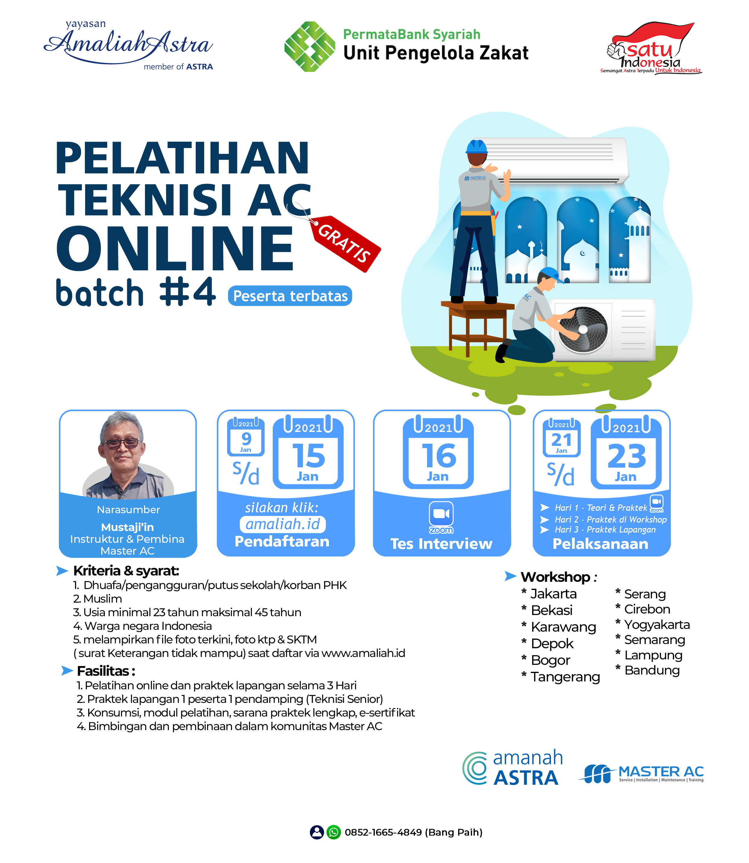 Pelatihan Teknisi AC Online Batch#4 Amanah Astra sinergi UPZ  Permata Bank Syariah
