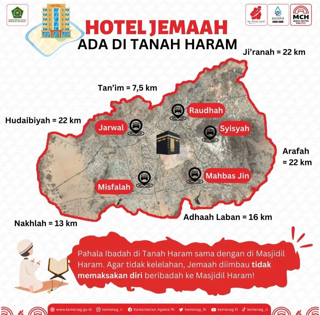 Posisi hotel di mekah