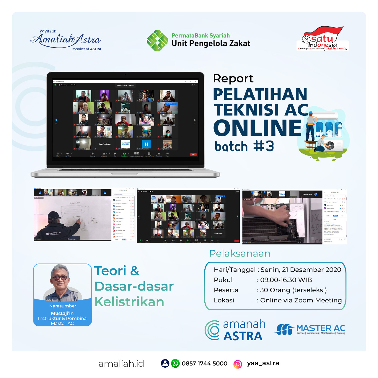 Pelatihan Teknisi AC Online Batch#3 Amanah Astra sinergi UPZ  Permata Bank Syariah