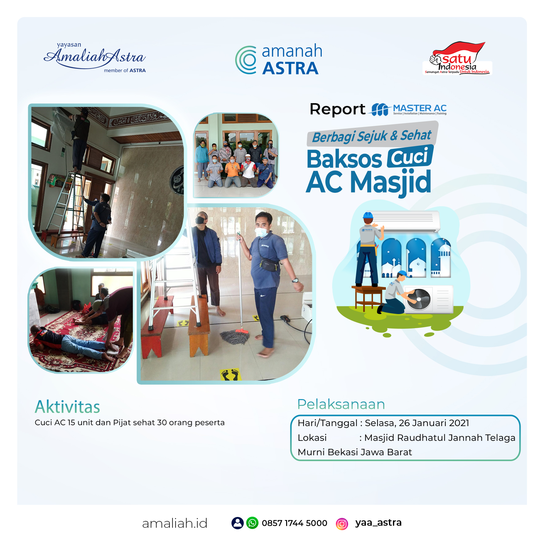 baksos cuci ac masjid raudhatul jannah telaga murni tim bekasi